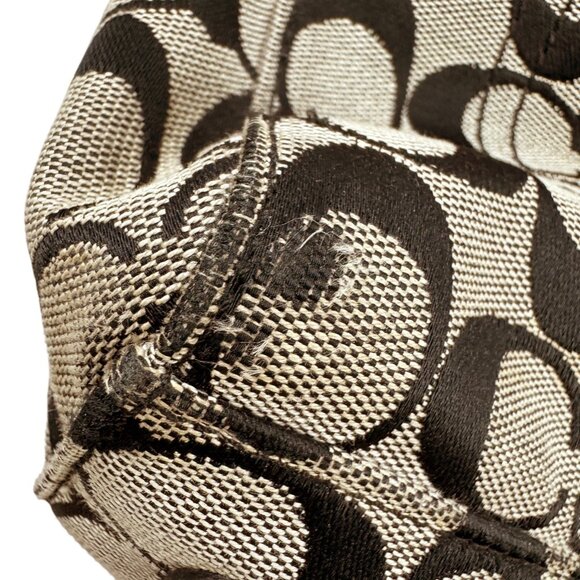 Coach Signature Logo Penelope Tote Bag 16537 Brown Large Carryall Shoulder Purse - Picture 11 of 12